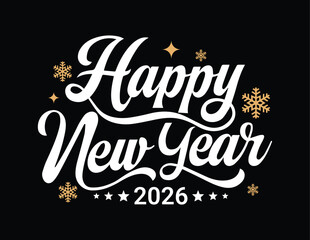 Happy new year 2026 clipart design. New year greeting text clip art for calendar, party celebration, banner and poster card template. 2026 new year. Vector illustration eps file.