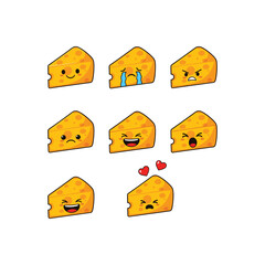 Set of cheese with different expressions cartoon vector design