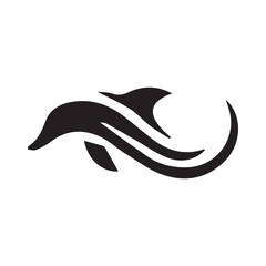 minimalist dolphin logo with white background