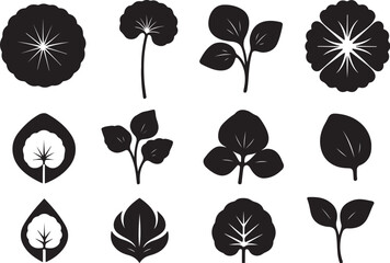 Asian Pennywort Leaf Silhouette Icon Set.eps