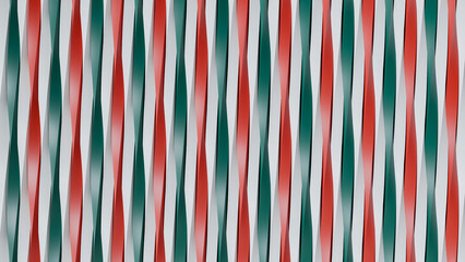 Twisted Christmas Ribbon Pattern Background in Red, Green and White . Abstract Festive Design