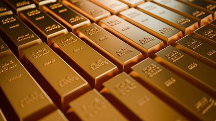 Gold Bullion Bars Close-Up &ndash; Fine Gold 999.9 Investment Wealth and Financial Asset Concept