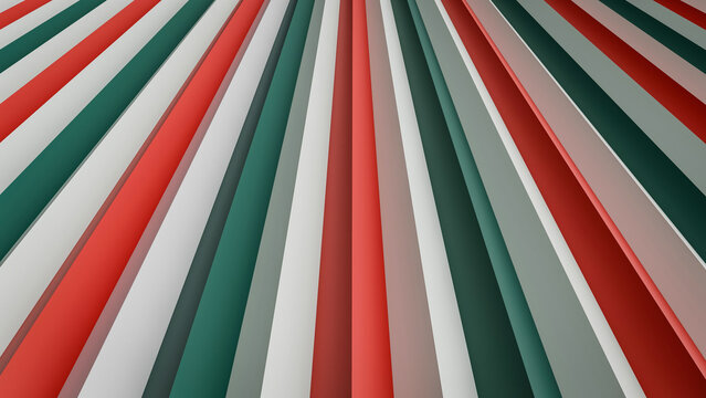 Holiday Geometric Striped Background with Festive Red, Green and White Colors &ndash; Abstract Design