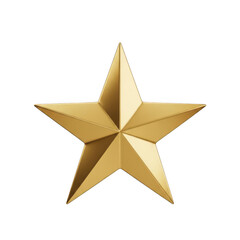 Obraz premium A single shiny golden five pointed star with sharp points and subtle shading isolated on transparent background