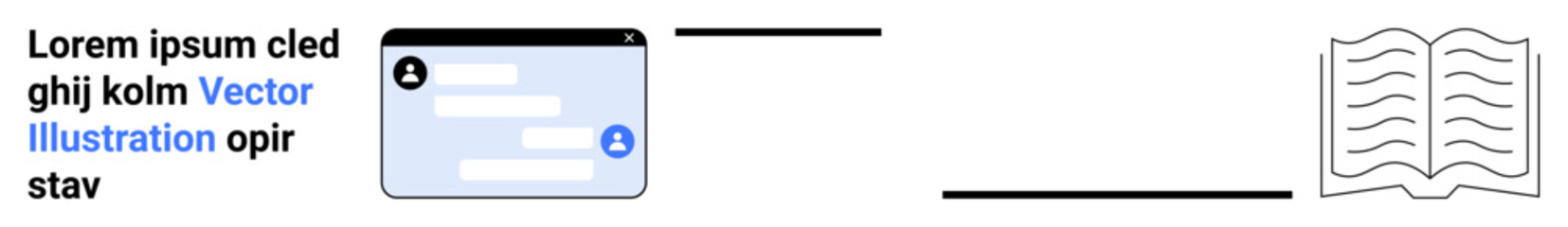 Fototapeta premium Identity verification, cybersecurity, digital learning, data access, online profiles, knowledge sharing. A user profile interface linked to an open book icon. Identity verification and cybersecurity