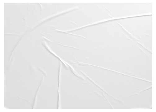 white paper wrinkled poster template ,blank glued creased paper sheet mockup.white poster mockup on wall. empty paper mockup