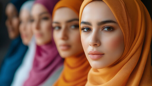 Multiple Women Wearing Hijabs - Powered by Adobe