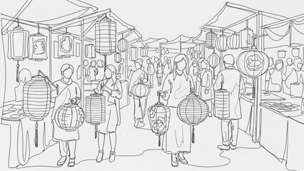 Obraz premium Cute kawaii christmas cupcakes and treats with snowflakes and merry christmas text on a blue background