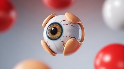 Stylized Human Eyeball with Red Spheres anatomy organ