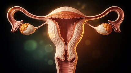 Female reproductive system uterus ovaries fallopian tubes illustration