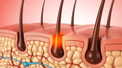 Microscopic View Of Hair Follicles And Skin Layers