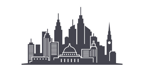Obraz premium City vector illustration in black over a white surface