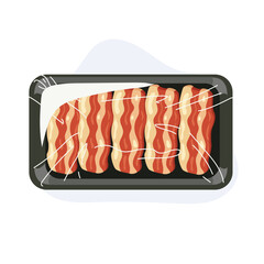 raw beef brisket sliced meat in wrapped tray fresh beef cut