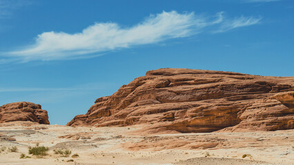 Fototapeta premium landscape of rocky mountains and desert and sky on a sunny day in Egyp