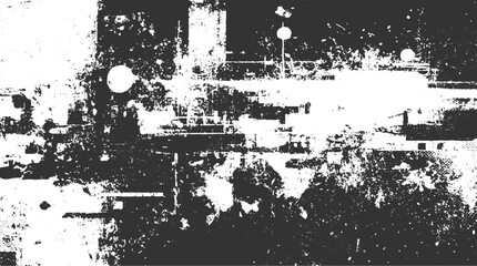 Abstract black and white textured background with circular elements and geometric shapes vector