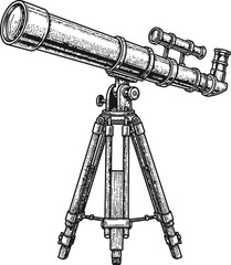 Telescope on tripod for astronomical observation and space exploration science