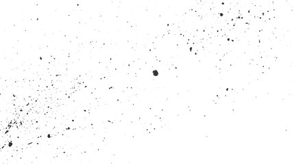 Black ink splatters and dots scattered across a white background paint