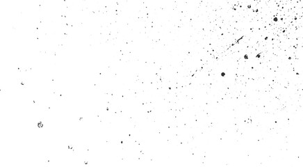 Black ink splatters and dots on a white background abstract texture blot
