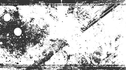 Black and white distressed grunge texture with splatters and lines vector
