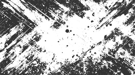 Black and white abstract grunge texture with paint splatters and scratches vector