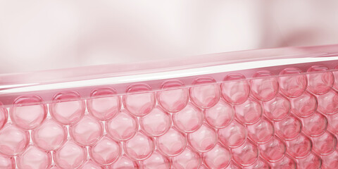 Transparent skin cell layer showing hydration and elasticity. Perfect for beauty, cosmetic, and wrinkle-repair content. Clean, elegant, and science-inspired design.