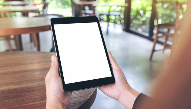 Collection of smartphone and tablet mockups with blank screens in various settings. Great for showcasing apps, websites, or designs.