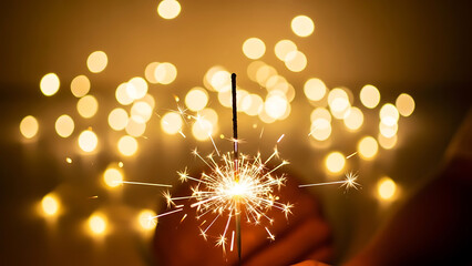 Sparkling Celebration A Close-Up of Festive Light and Joyful Moments