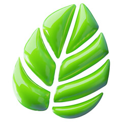 3D glossy minimalist abstract tropical leaf