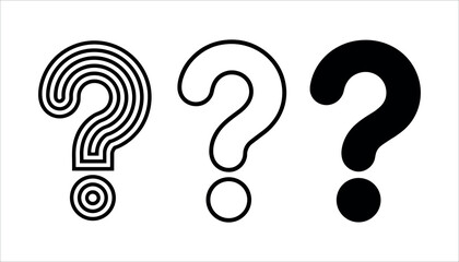 Three question marks in black and white with different styles symbol punctuation