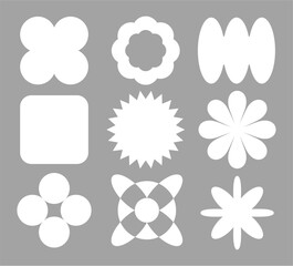 Collection of Abstract Symmetrical White Shapes and Motifs