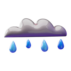 3D glossy minimalist rain cloud with rain