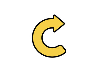 Fototapeta premium Yellow Circular Arrow Icon on Black Background Representing Refresh Reload Repeat or Rotation Isolated Graphic Design Element for Digital Interfaces and Web Applications Clean Vector Art