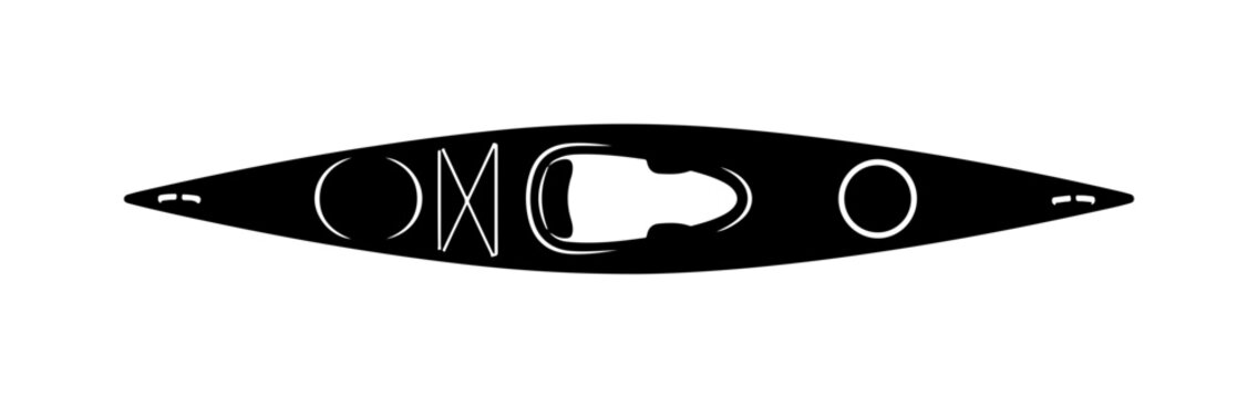 Overhead Silhouette of a Kayak with "OMC" Branding