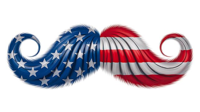 Mustache decorated with usa flag colors symbolizing patriotism culture and national identity
 - Powered by Adobe