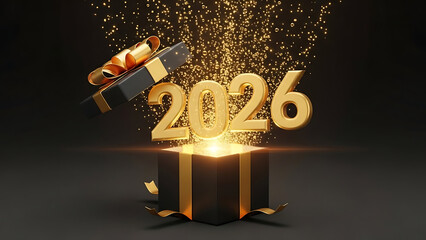 2026 Year Reveal Unboxing the Future with a Golden Surprise in an Elegant Gift Box