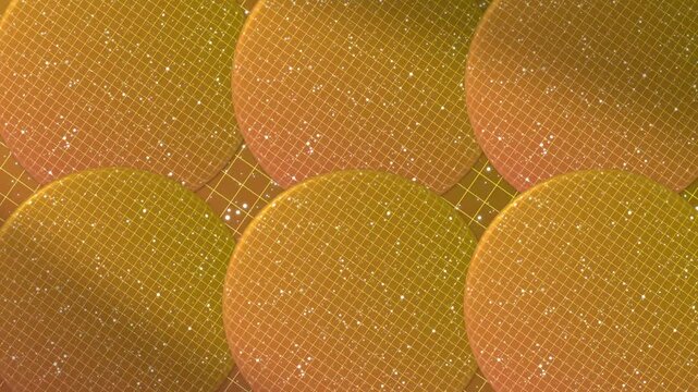 Abstract orange and yellow circular pattern background with dotted texture and wave design