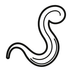 Leech Parasite Icon with Curved Tube Shaped Body