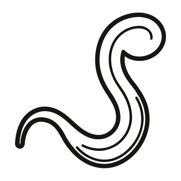 Leech Parasite Icon with Curved Tube Shaped Body