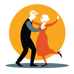Elderly Couple Dancing at a Sunset Jazz Concert