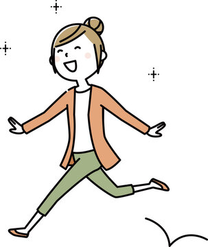 楽しそうにスキップする女性