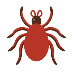 Flat Tick Parasite Icon with Rounded Simplified Legs