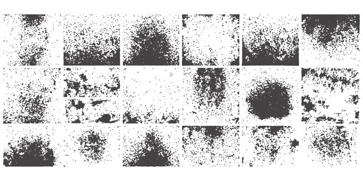 Scattered grunge speckle texture pattern overlay, abstract background design isolated on white background