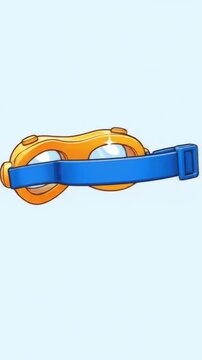 Yellow and blue cartoon goggles with adjustable strap for protection.