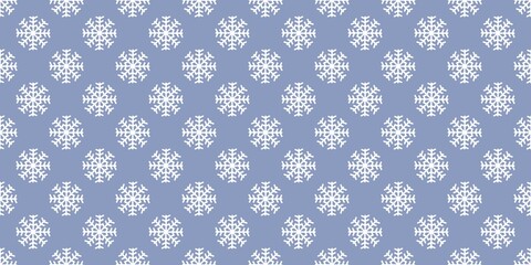 Seamless winter pattern with white snowflakes on a soft blue background. Perfect for seasonal decor, holiday wrapping, winter textiles, and festive Christmas design projects.