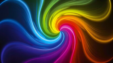 Obraz premium Colorful swirling light abstract background with vibrant neon energy motion 