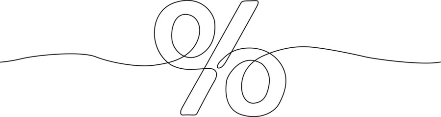 Continuous line drawing of a percent sign with wavy line Vector