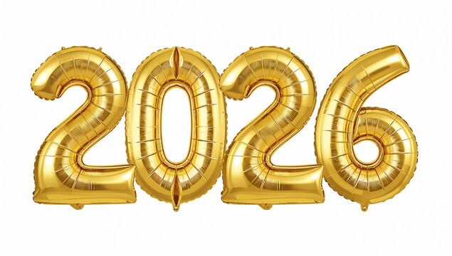 Golden 2026 balloons shimmer with promise and celebration, perfect for New Year's festivities or milestone birthday events with a bright, joyful feel