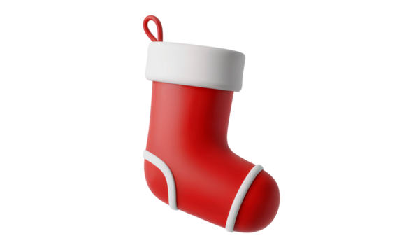 Red Christmas stocking with white trim and loop red stocking