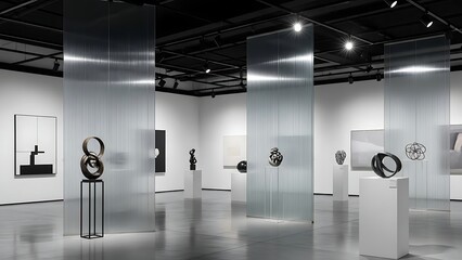 Modern Art Exhibition in a Contemporary Gallery Space