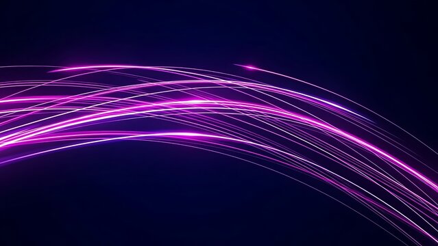 Abstract background showing multiple curved magenta light trails against a dark blue backdrop